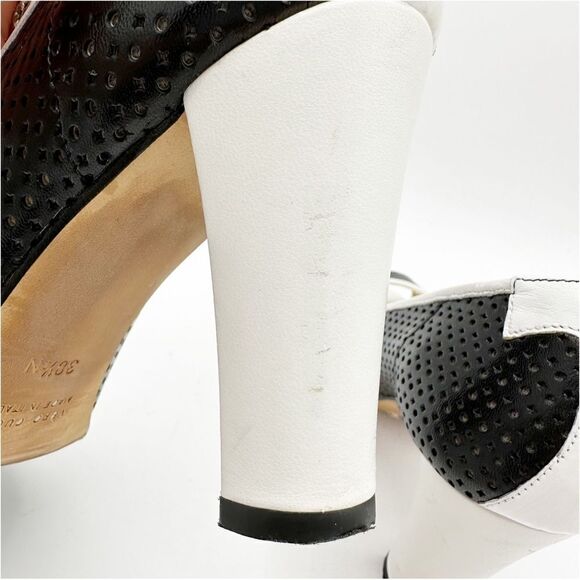 Taryn Rose Creamy Napa Mesh‎ Open Toe Spectator Heels Sz US 8 EUR 38.5 Narrow - Picture 8 of 15